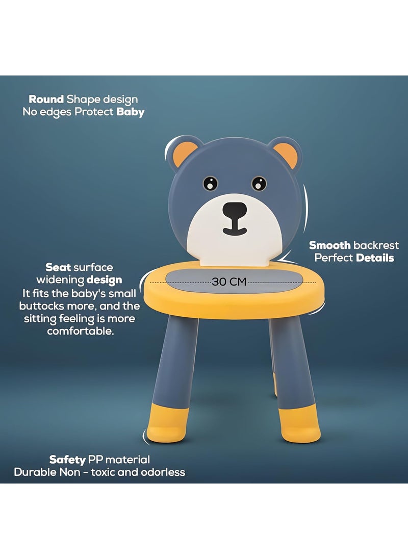 Zeto Baby Chair for 2 to 5 Years TeddyTheme High Plush Back Rest Sturdy AntiSlip Easy to Clean Chair for Kids Yellow Blue