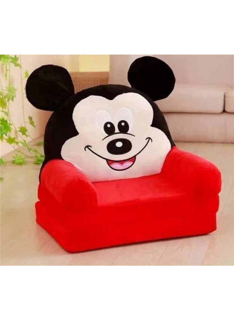 ALCITIC HOME Fiber Foldable Cartoon Babys Sofa Cum Bed Small Sofa Chair for Kids Room Decoration Gift Purpose 01 YearsRed