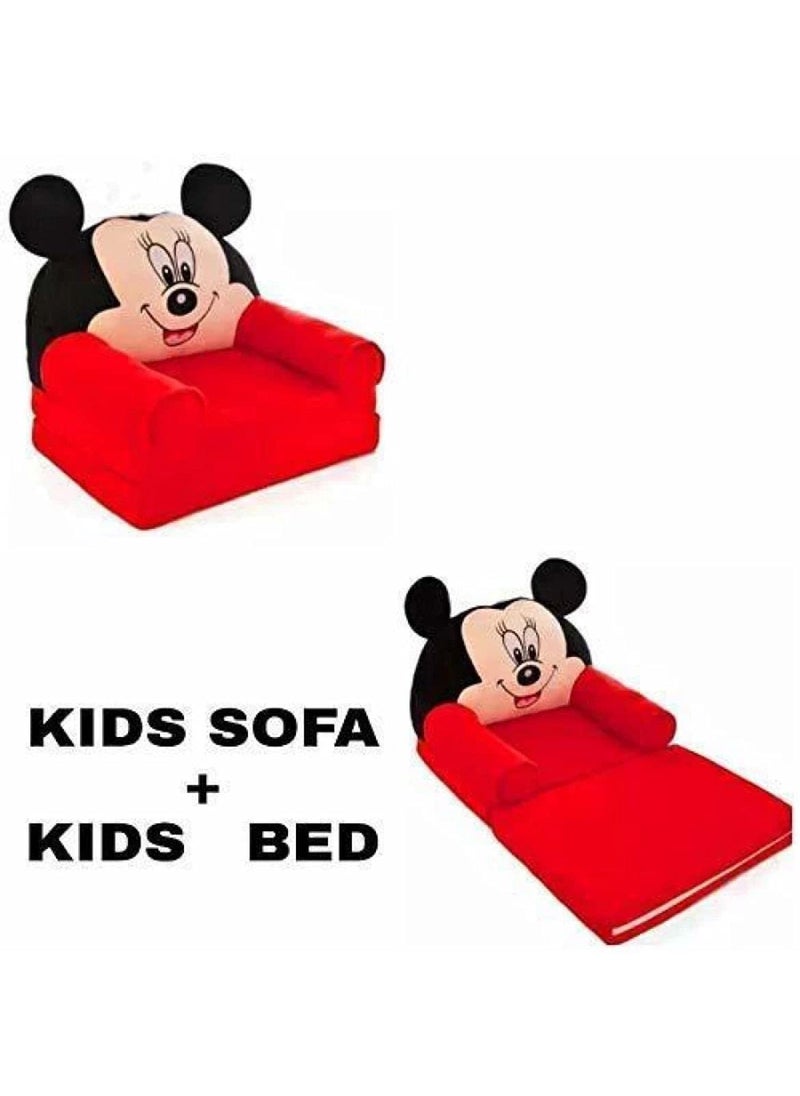 ALCITIC HOME Fiber Foldable Cartoon Babys Sofa Cum Bed Small Sofa Chair for Kids Room Decoration Gift Purpose 01 YearsRed