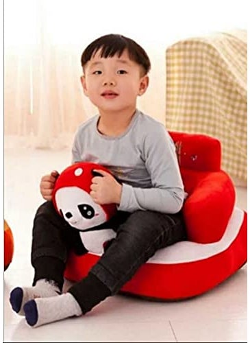 Bezzilish Home Mickey Sofa Cum Bed Shape Imported Soft Toy Chairseat for Baby SittingSoft Toy Chair for Kids Red and Black