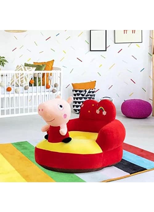 Bezzilish Home Sofa Cum Bed Shape Imported Soft Toy Chairseat for Baby SittingSoft Toy Chair for Kids Red an Yellow