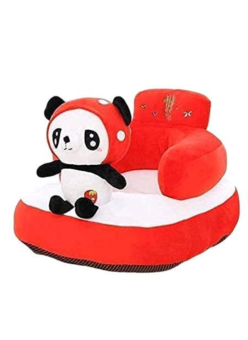 ELSTONE HOME Panda Shape Small Soft Plush Cushion Baby Sofa Seat or Rocking Chair for Kids 0 to 2 Years Red