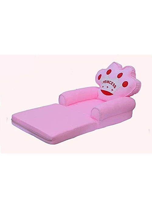 ALCITIC Home Princess Soft Foam Cotton Plush Sofa Cum Bed Small Sofa Chair for Girl Pink 018 Months