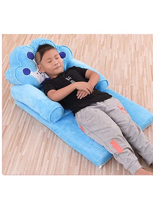 AVS Baby Sofa Cum Bed and Chair for Kids Comfort Baby Supporting Seat Soft Plush Cushion and Chair for Kids Blue Cotton