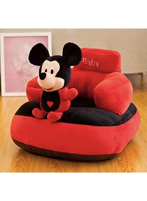 Bezzilish Home Mickey Shape Soft Plush Cushion Baby Sofa Seat or Rocking Chair for Kids 0 to 4 Years Red and Black Pack of 1