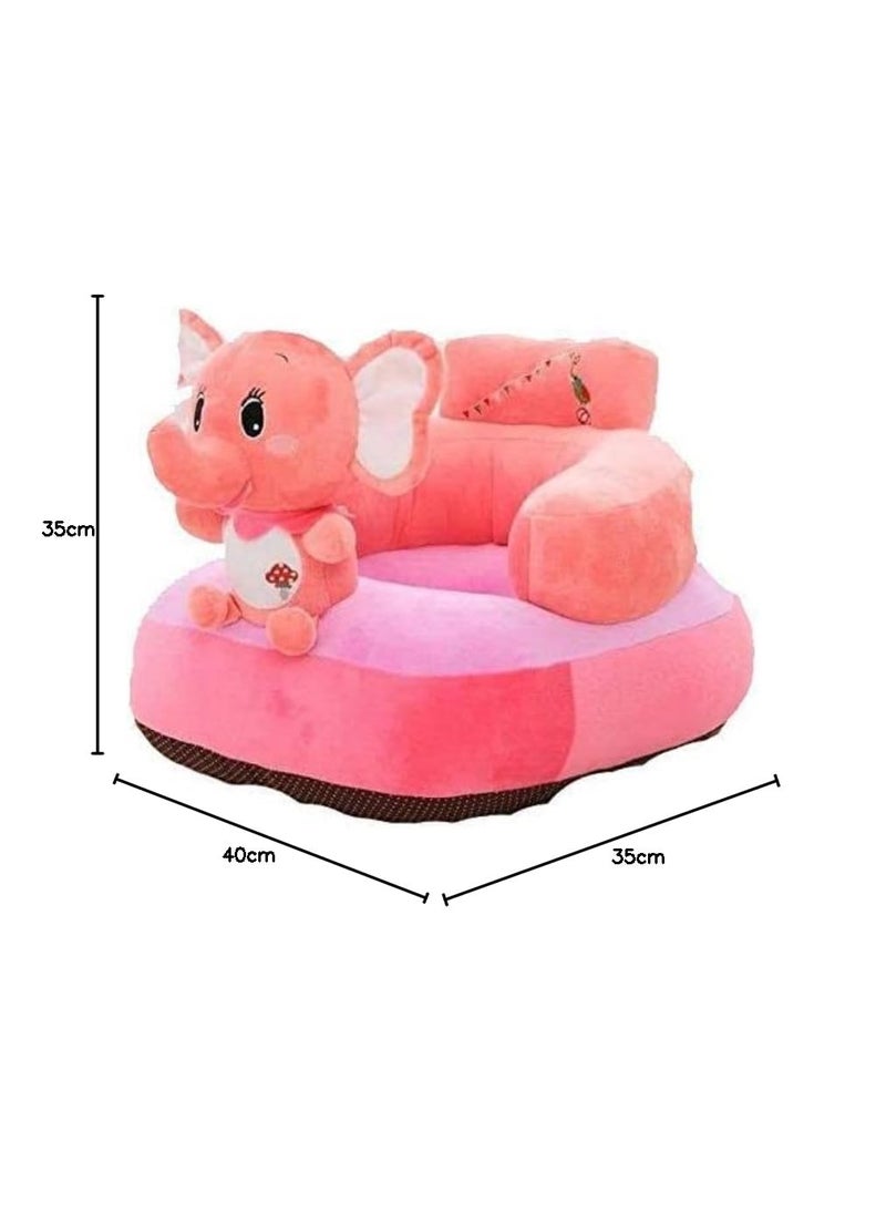 Vaishno Baby Sofa Seat Soft Cotton Toddlers Training Seat Baby Safety Sofa Dining ChairLearn to Sit Stool Upto 2 Years Kids Plush Cushion Sofa Chair Playing Toys Elephant Shape Pink Color