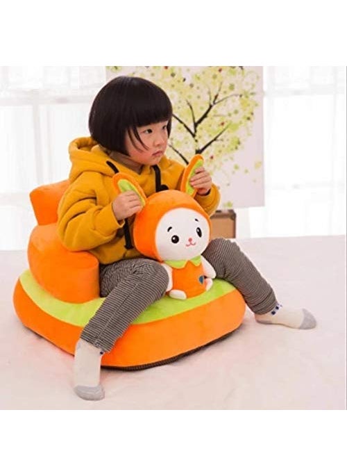 RVA Rabbit Shape Baby Sofa and Supporting Cushion Soft Plush Cushion Supporting Baby Sofa Seat Baby Sitting Rocking Chair for Babies Kids OrangeGreen Pack of 1
