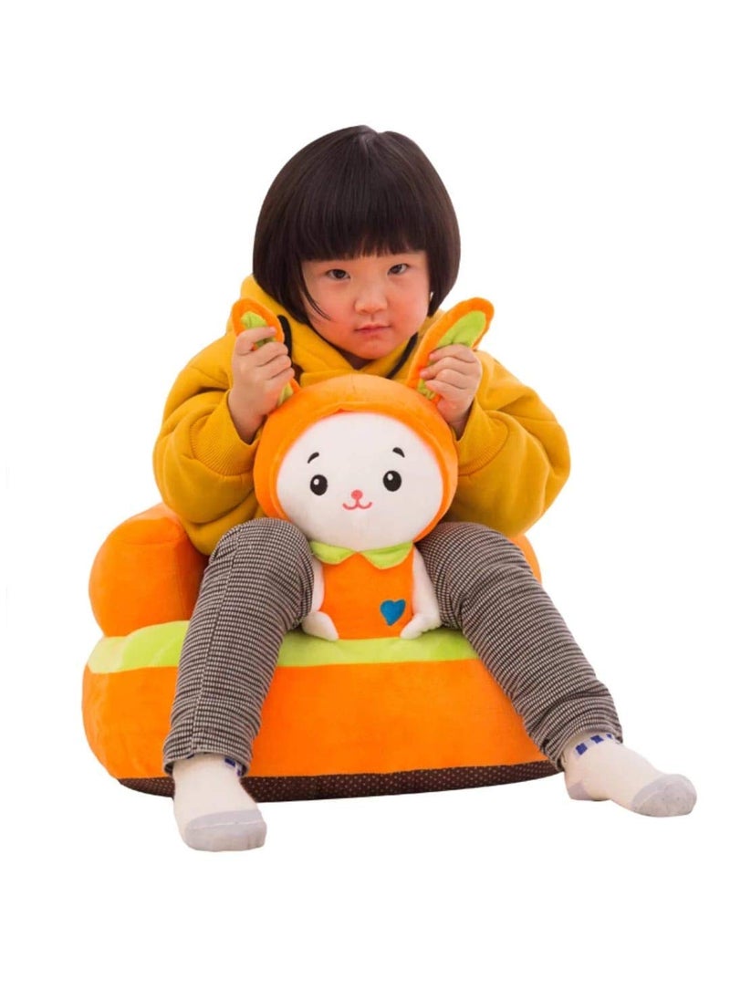 RVA Rabbit Shape Baby Sofa and Supporting Cushion Soft Plush Cushion Supporting Baby Sofa Seat Baby Sitting Rocking Chair for Babies Kids OrangeGreen Pack of 1