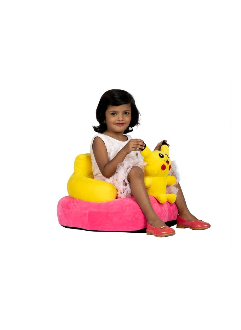 AVS Baby Cushion Sofa Seat Or Rocking Chair for Baby Supporting Seat Soft Plush Cushion Sofa and Chair for KidsBaby for 3 Months to 3 Years for Lovely Child Playing Toys Yellow Pikachoo