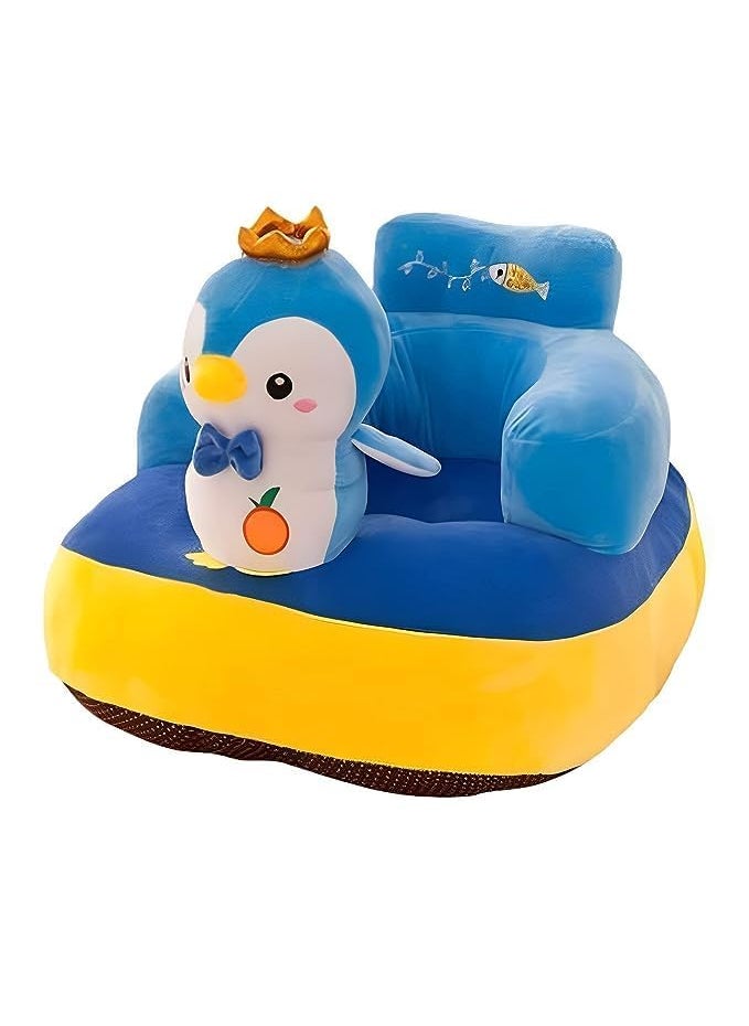 KIZDY Baby Soft Plush Cushion Baby Soft Plush Cushion Baby Sofa Seat Or Rocking Chair for Kids Toddlers Penguin Shape Blue Training Seat Baby Safety Sofa Dining Chair Use for Baby 0 to 3 Years