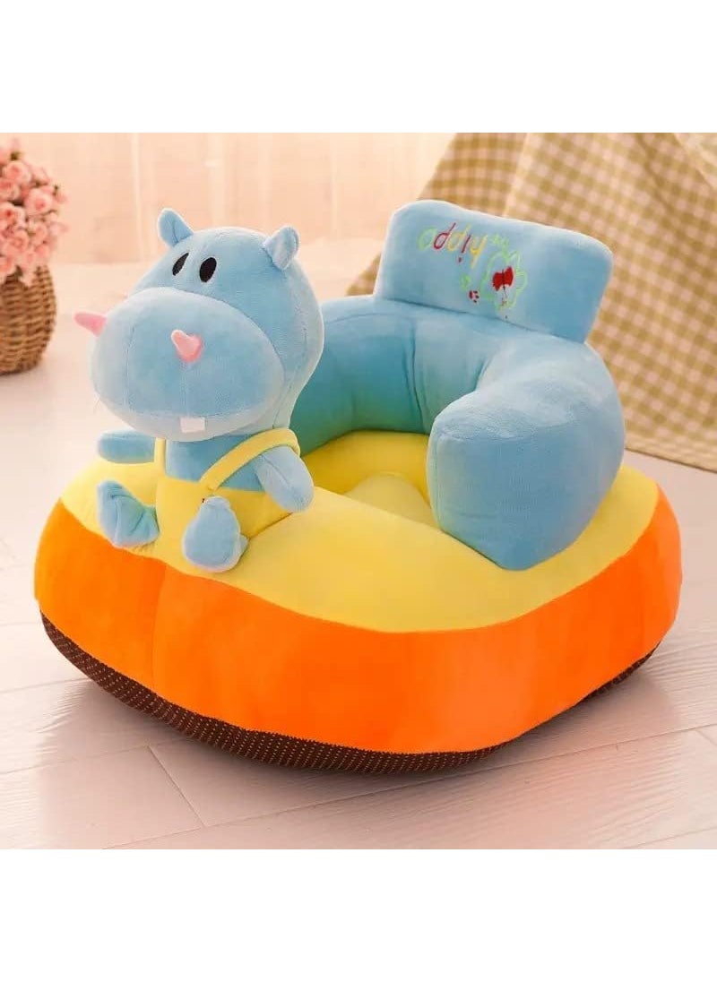 RVA Baby Sofa Seat Chair Soft and Rocking Chair Hippo Design Baby Supporting Seat Soft Plush Cushion Sofa and Chair for KidsBaby for 3 Months to 3 Years SkyBlue