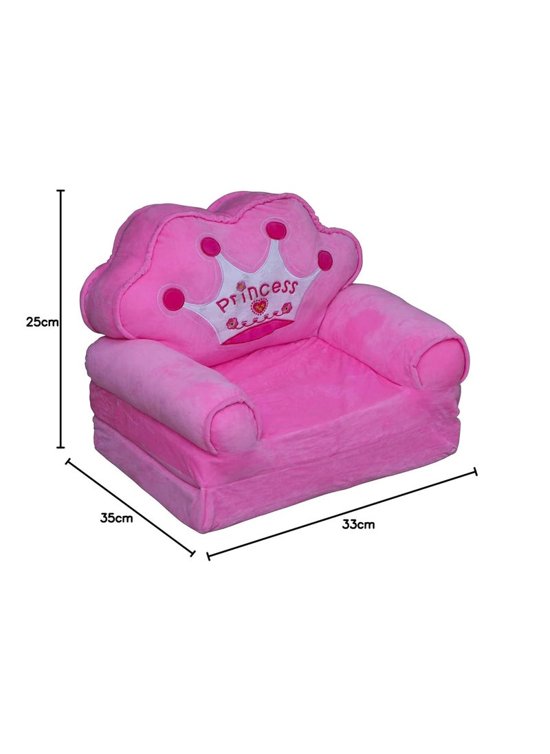 Niyanta Kids Foldable Cartoon Princess Sofa Cum Bed Small Baby Sofa Chair for Room Decoration Gift Purpose 05 Years Pink