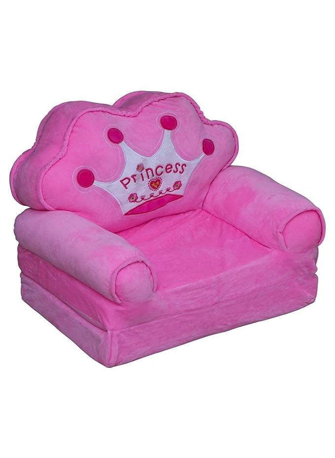 Grofly Kids Fiber Foldable Cartoon Princess Sofa for Princess Seat Sofa Cum Bed Cushion Imported Soft Toy Chair Seat for Baby Sitting Foldable Bed Armchair Sleeper for Living Room 2 in 1 Folding Sofa