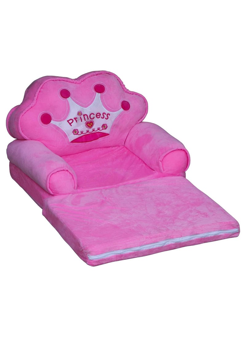 Grofly Kids Fiber Foldable Cartoon Princess Sofa for Princess Seat Sofa Cum Bed Cushion Imported Soft Toy Chair Seat for Baby Sitting Foldable Bed Armchair Sleeper for Living Room 2 in 1 Folding Sofa