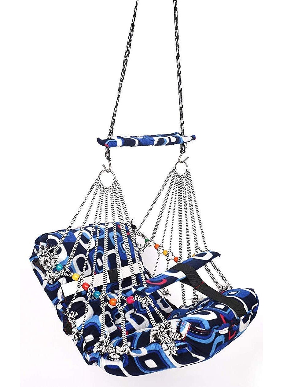 ZHASK Khel Khilona Swing for Kids Babys Folding and Washable 13 Years with Safety Belt Garden Jhula for Indoor OutdoorLight Blue