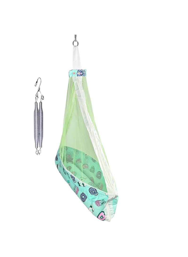 Babys Hanging Swing Cradle with Mosquito Net Portable Hammock for Newborns to 18 Months Safe Comfortable Baby Bed by Chadu Green