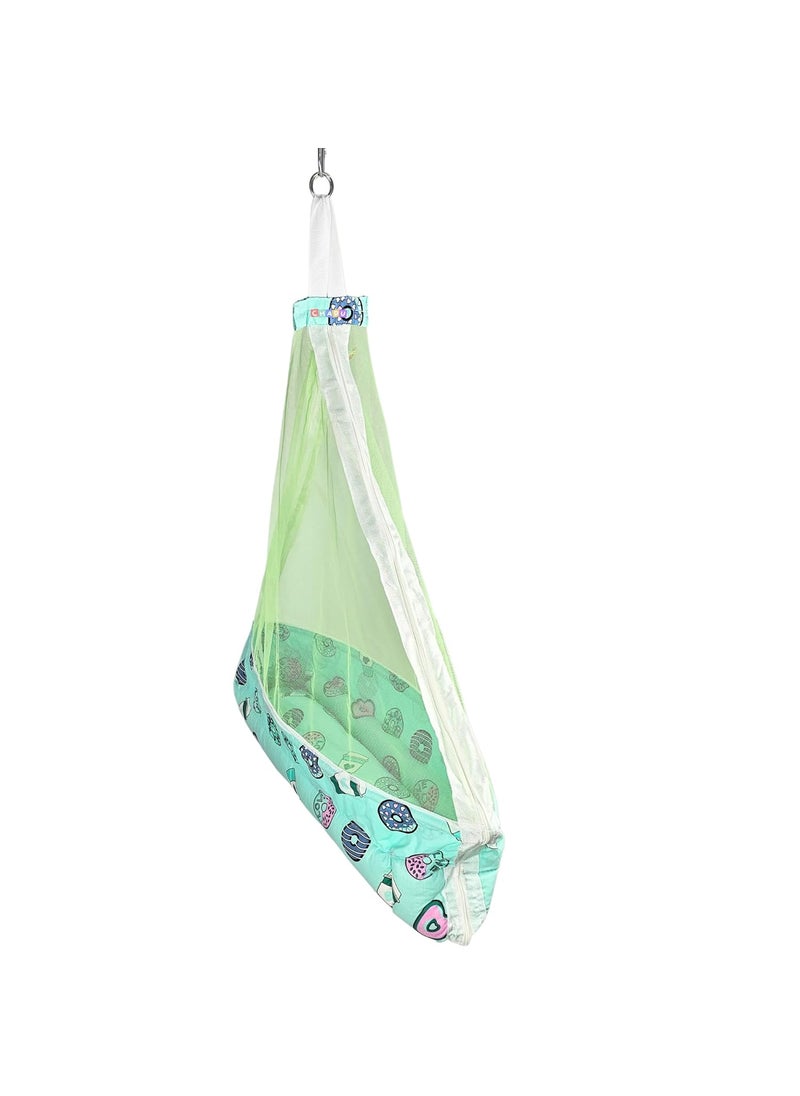Babys Hanging Swing Cradle with Mosquito Net Portable Hammock for Newborns to 18 Months Safe Comfortable Baby Bed by Chadu Green