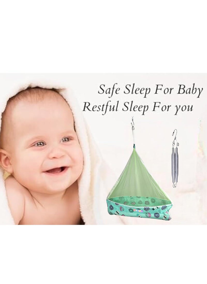 Babys Hanging Swing Cradle with Mosquito Net Portable Hammock for Newborns to 18 Months Safe Comfortable Baby Bed by Chadu Green