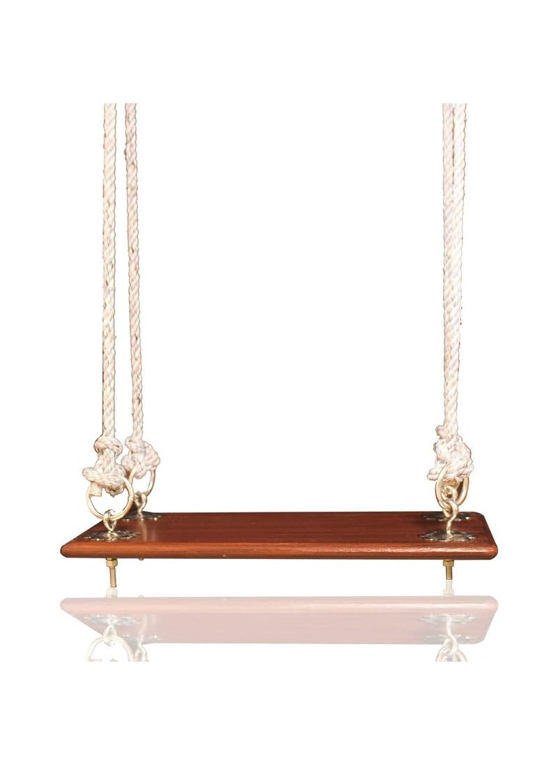 Shy Shy Wooden Coffee Brown Swing 24x12 Inch with complete Hanging Accessories Single Seater