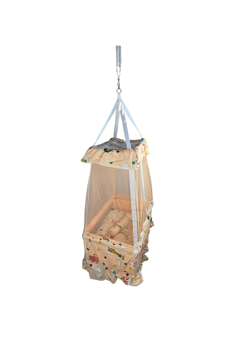 Baby Hanging Swing Cradle with Mosquito Net Spring Portable IndoorOutdoor Hammock for Infants Newborns and Toddlers Safe and Cozy Baby Swing Bed by Chadu Orange