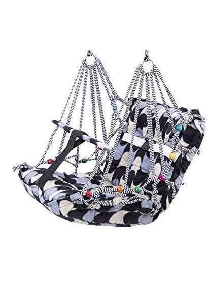 RJ SHOP Cotton Velvet Swing for Kids Baby Jhula Foldable Portable Swing for 03 Years Babies with Safety Belt Gentle Soft Cover with Filler for Soft Skin Hanging Indoor Outdoor Swing