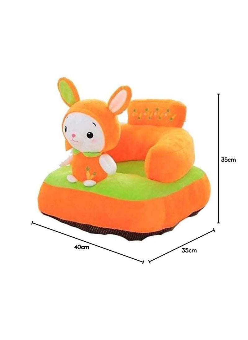 AVS Rabbit Design Baby Rocking Chair for Baby Sofa Seat Chair Plush Cushion Playing Sofa Cute Cartoon Shape Dining Chair Birthday Gift for Kids Orange