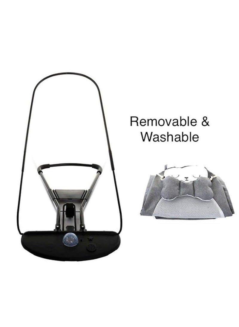 Exilom Comfort Natural Baby Bouncer Rocking Chair Portable Bouncer Seat for Babies Ergonomic Design Baby Bouncy Seats Foldable and Reclining with Music Grey