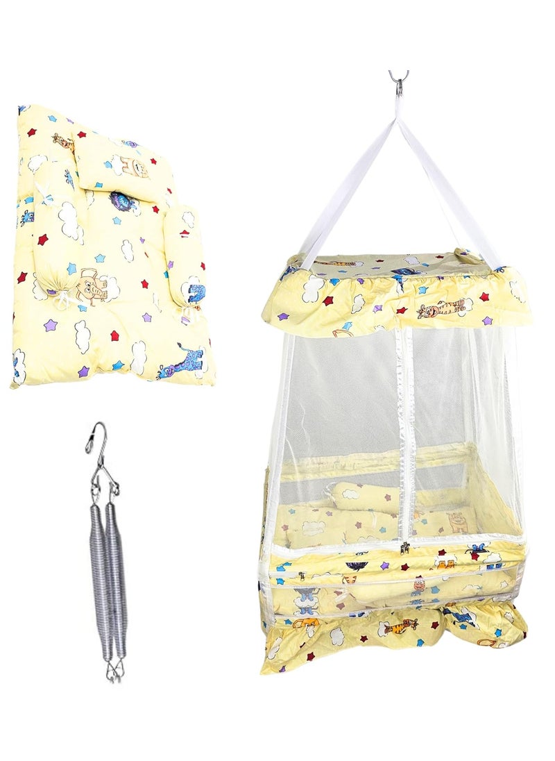 Baby Hanging Swing Cradle with Mosquito Net Spring Portable IndoorOutdoor Hammock for Infants Newborns and Toddlers Safe and Cozy Baby Swing Bed by Chadu Yellow