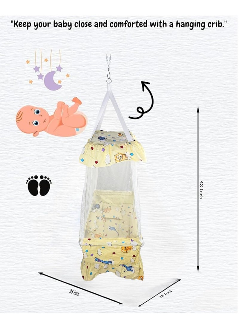 Baby Hanging Swing Cradle with Mosquito Net Spring Portable IndoorOutdoor Hammock for Infants Newborns and Toddlers Safe and Cozy Baby Swing Bed by Chadu Yellow