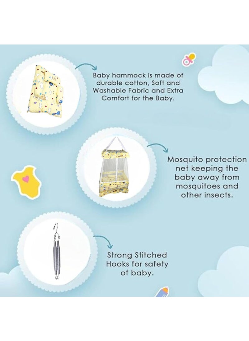 Baby Hanging Swing Cradle with Mosquito Net Spring Portable IndoorOutdoor Hammock for Infants Newborns and Toddlers Safe and Cozy Baby Swing Bed by Chadu Yellow