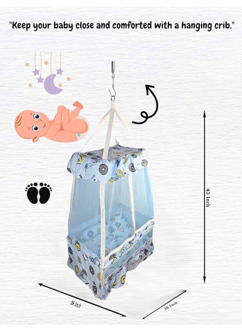 Baby Hanging Swing Cradle with Mosquito Net Spring Portable IndoorOutdoor Hammock for Infants Newborns and Toddlers Safe and Cozy Baby Swing Bed by Chadu Blue