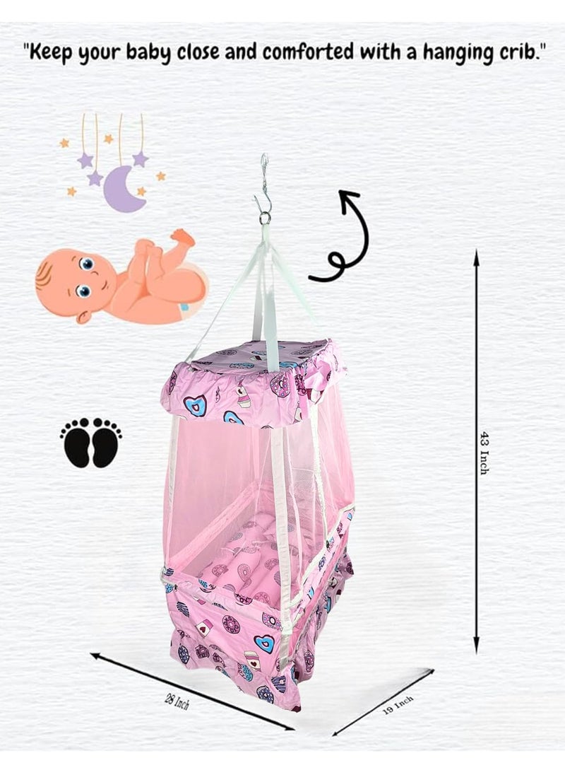 Baby Hanging Swing Cradle with Mosquito Net Spring Portable IndoorOutdoor Hammock for Infants Newborns and Toddlers Safe and Cozy Baby Swing Bed by Chadu Pink
