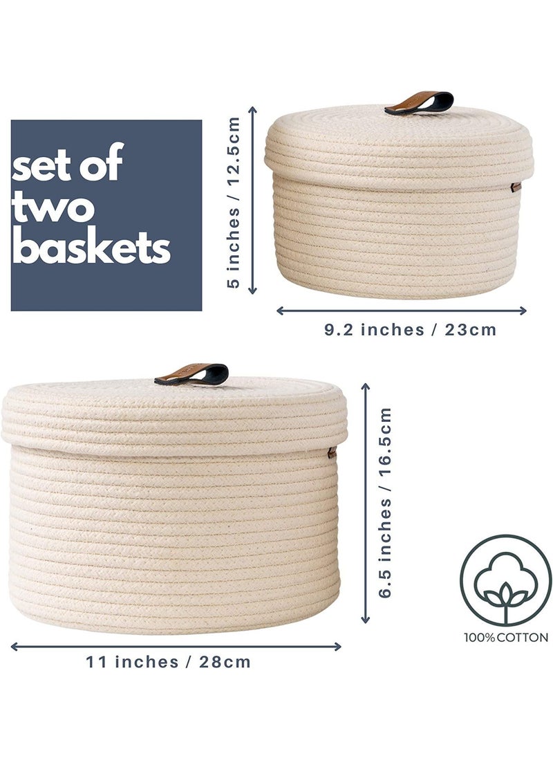 GRATIFY HOME boho round mini rope paper storage jute woven Shelf basket hamper baby nursery tray bucket organizer gifts set of 2 for kids toysfruitsliving roombathroomkitchenoffice set 2 white