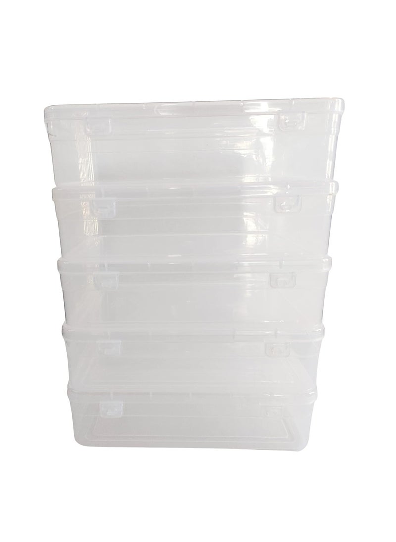 Feliz Clear Plastic Medium Storage Boxes Size 1275 x 8 x 35 inches Set of 5