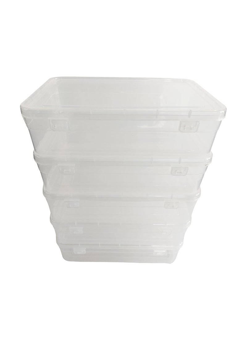 Feliz Clear Plastic Medium Storage Boxes Size 1275 x 8 x 35 inches Set of 5