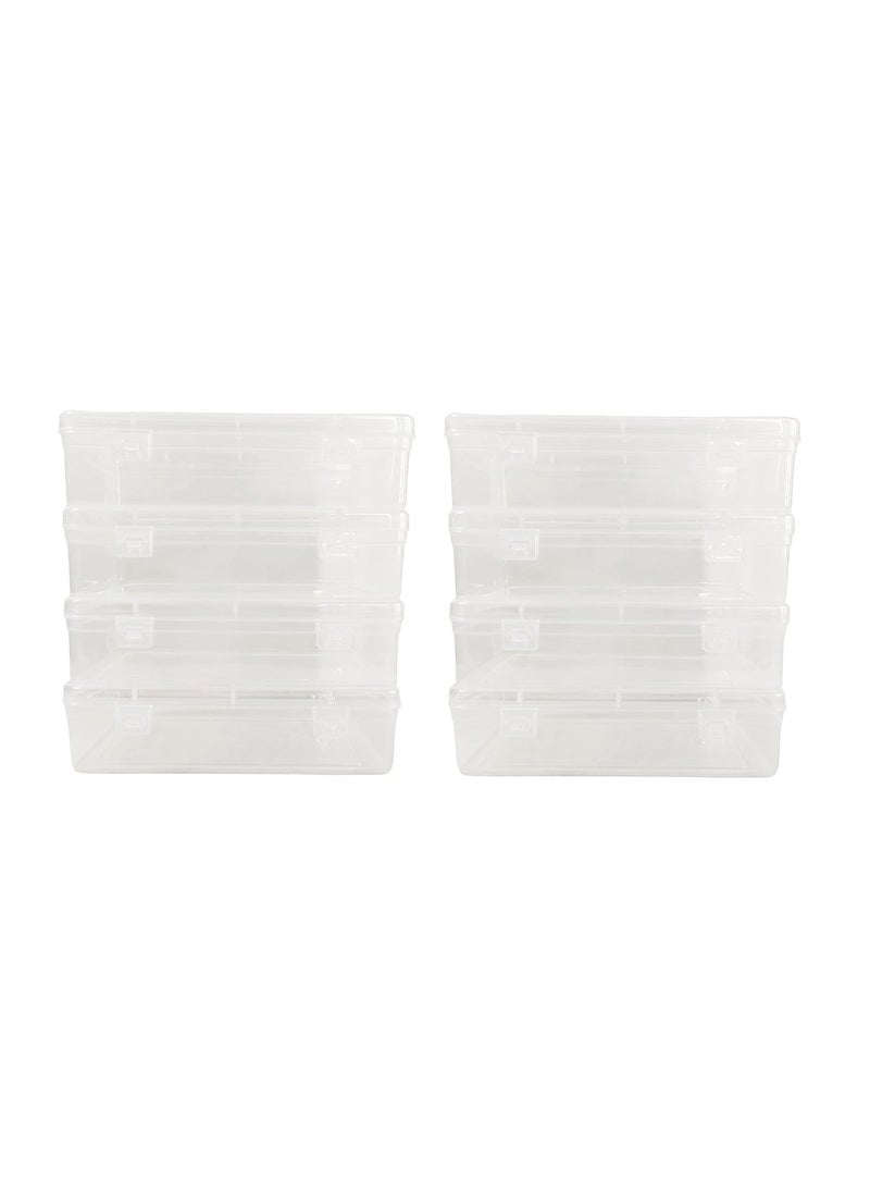 Feliz Clear Plastic Medium Storage Boxes Size 725 x 475 x 175 inches Set of 8