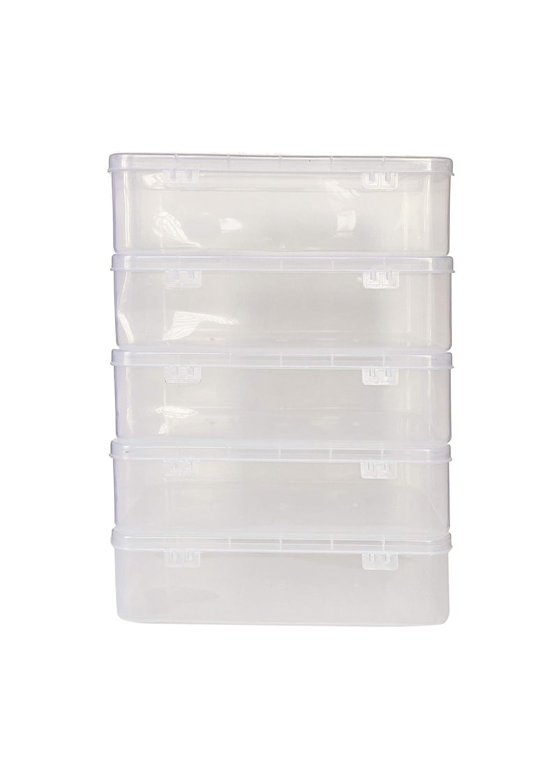 Feliz Plastic Extra Large Rectangular Storage Boxes Clear Size 14x875x4 inches Set of 5