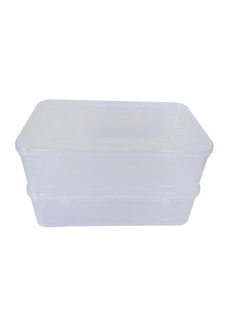 Feliz Plastic Extra Large Rectangular Storage Boxes Clear Size 14x875x4 inches Set of 5