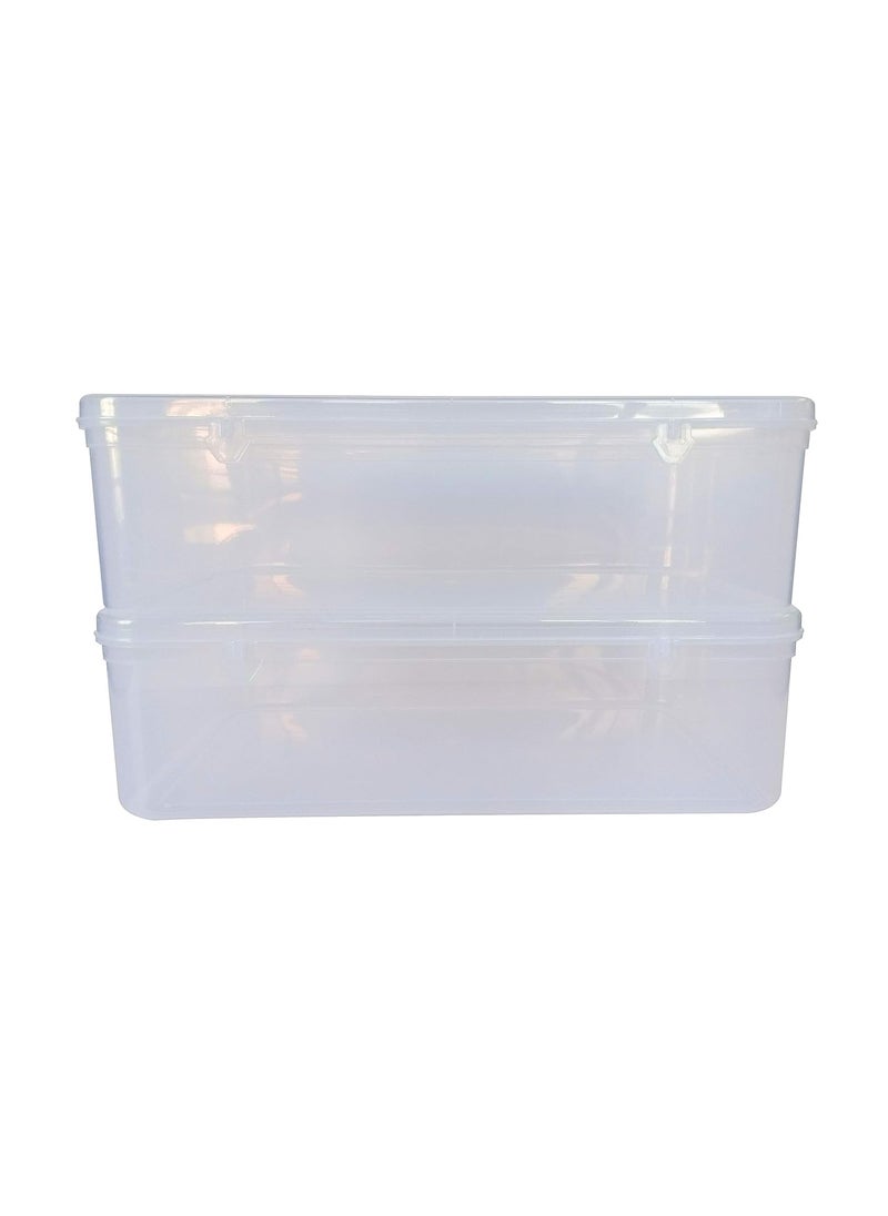 Feliz Plastic Extra Large Rectangular Storage Boxes Clear Size 14x875x4 inches Set of 5