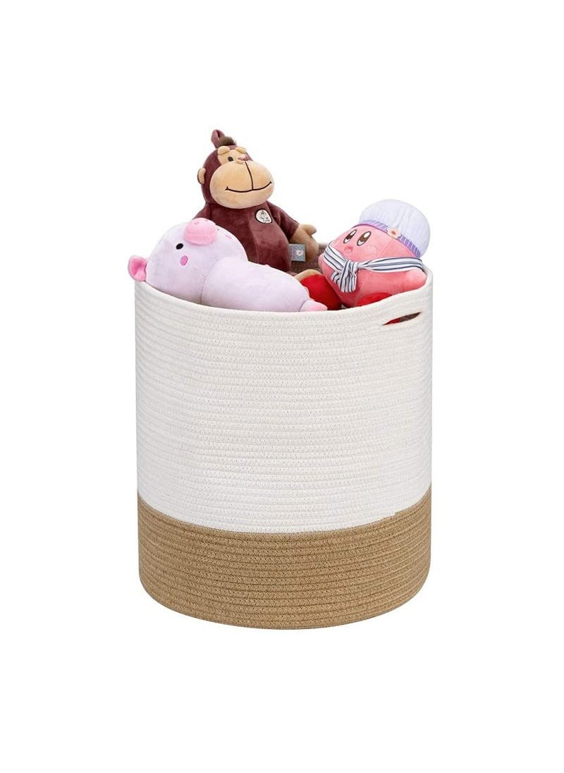 GRATIFY Cotton Rope Basket with Laundry Basket Toy Storage Blanket Storage Nursery Basket Soft Storage BinsWoven Basket 15 18 Jute Mix Brown