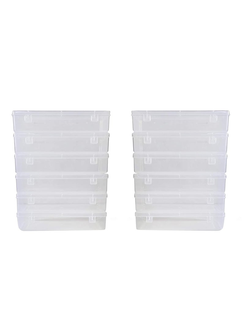 Feliz Sunrise Clear Plastic Small Storage Boxes Size 655x33x125 inches Set of 12