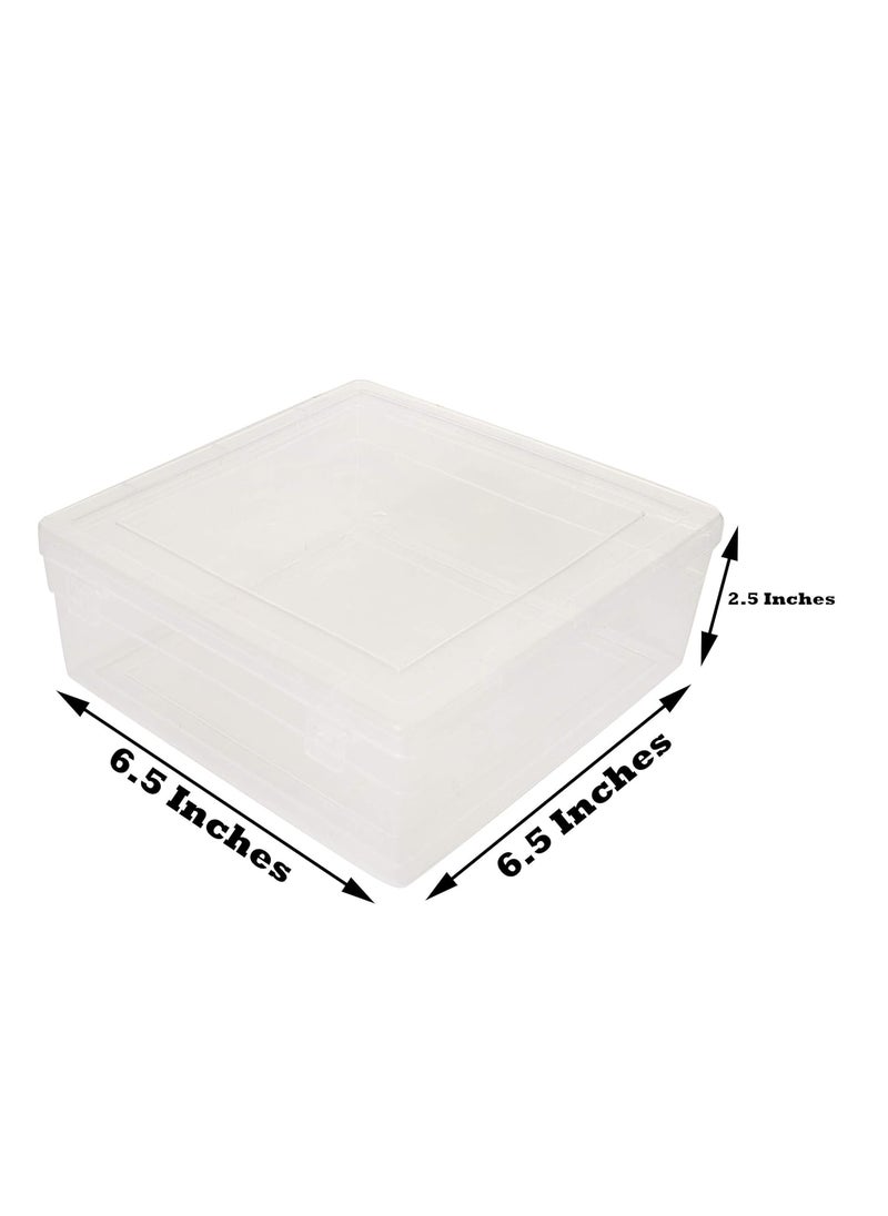 Feliz Clear Plastic Square Storage Boxes Size 65 x 65 x 25 Inches Set of 6