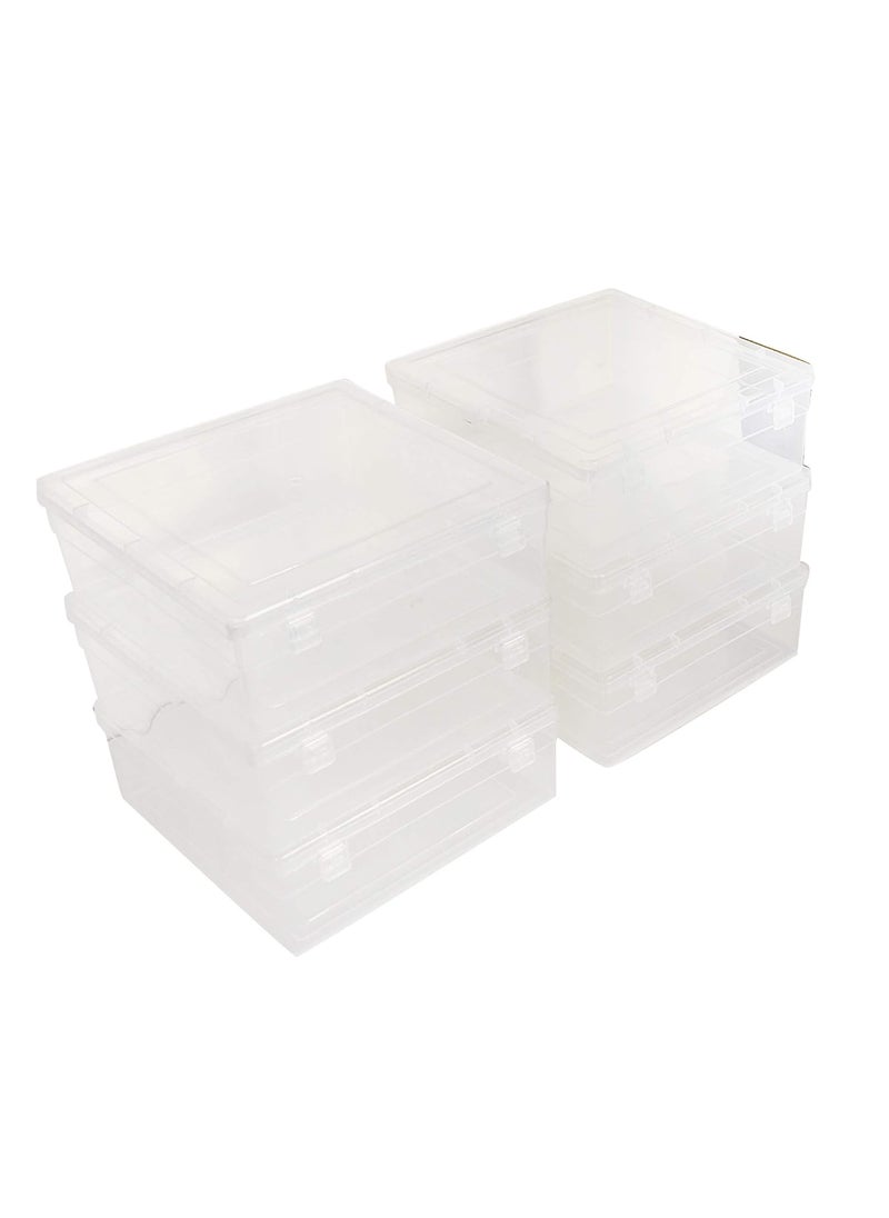 Feliz Clear Plastic Square Storage Boxes Size 65 x 65 x 25 Inches Set of 6