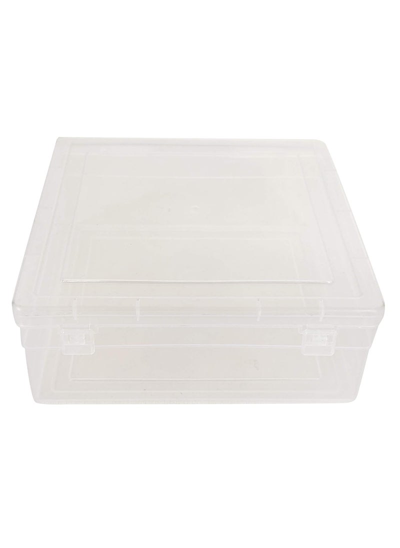 Feliz Clear Plastic Square Storage Boxes Size 65 x 65 x 25 Inches Set of 6