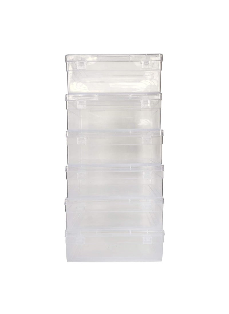 Feliz Clear Plastic Square Storage Boxes Size 65 x 65 x 25 Inches Set of 6