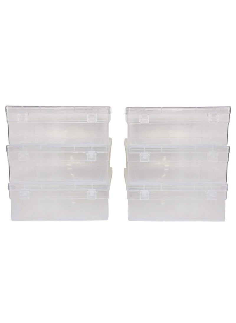 Feliz Clear Plastic Square Storage Boxes Size 65 x 65 x 25 Inches Set of 6