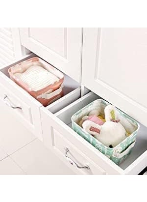 BHISRA HOME Foldable Storage Box Canvas Fabric Baskets For Organizing With Handles Rectangle Small Cube Foldable Multipurpose Box Closet Desk Baby Storage Organizer Pack of 6 Small