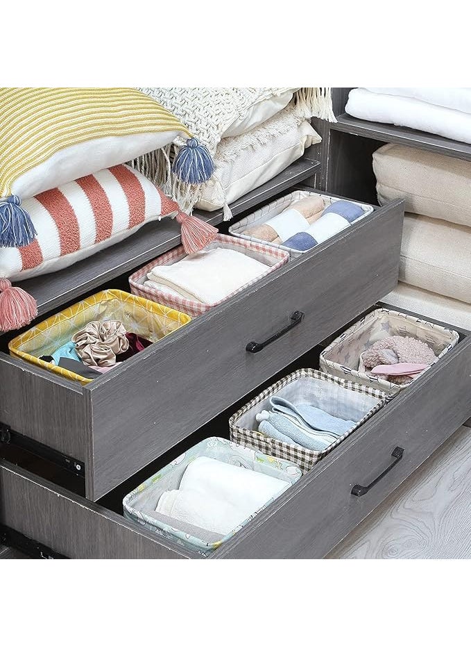 BHISRA HOME Foldable Storage Box Canvas Fabric Baskets For Organizing With Handles Rectangle Small Cube Foldable Multipurpose Box Closet Desk Baby Storage Organizer Pack of 6 Small