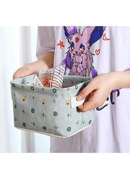 BHISRA HOME Foldable Storage Box Canvas Fabric Baskets For Organizing With Handles Rectangle Small Cube Foldable Multipurpose Box Closet Desk Baby Storage Organizer Pack of 6 Small