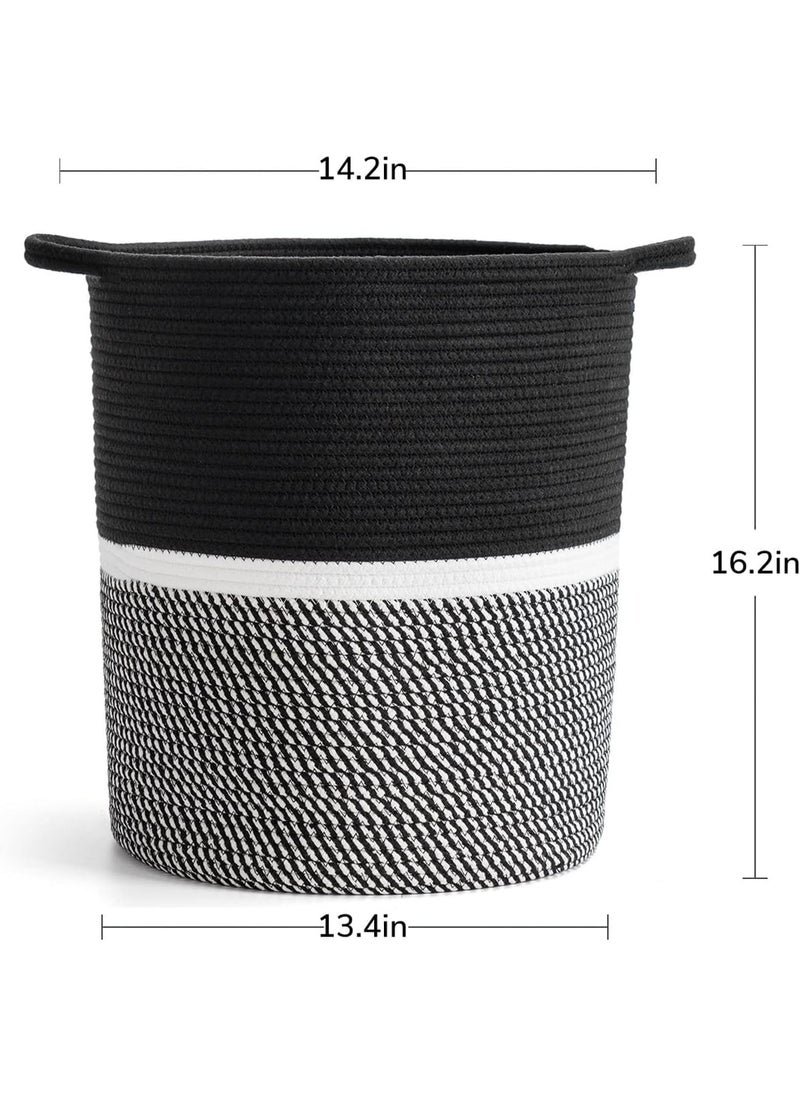 ALBY Large Cotton Rope Basket 142 x 134 x 162 inches Baby Laundry Toy Basket Storage Kids Tall Woven Basket Blanket Nursery Hamper Bin